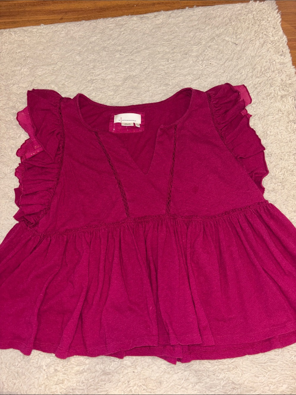 Anthropologie Caroline Babydoll Ruffle Sleeve Top